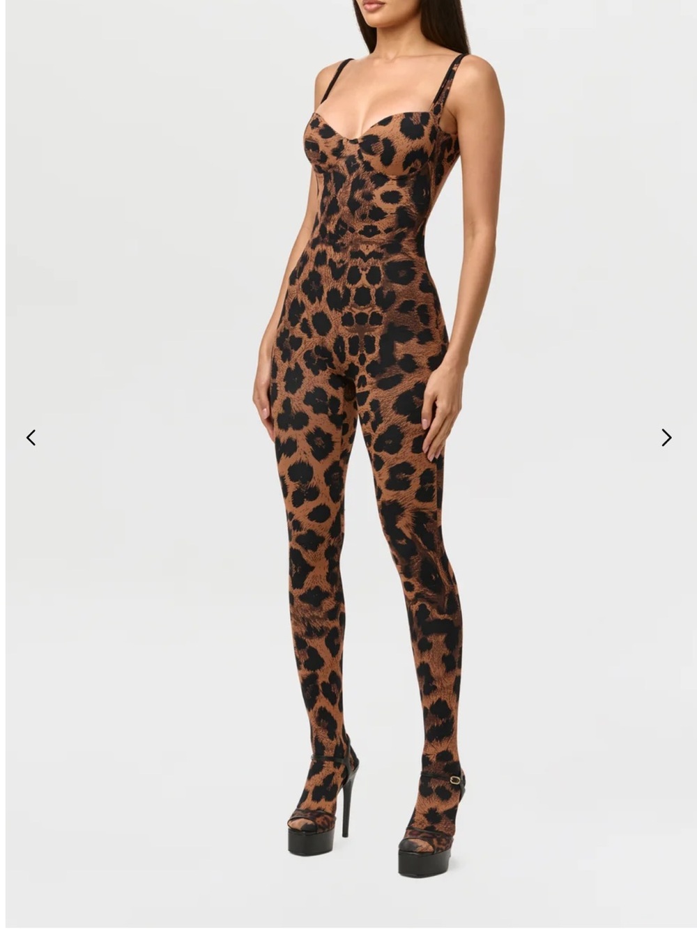 Naked Print Open Back Jumpsuit Leopard